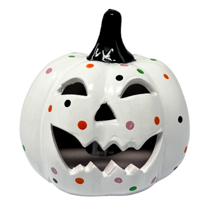 Ceramic Confetti LED Strobe Light-up Pumpkin - Rounded Eyes