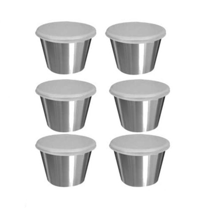 Stainless Steel Sauce Cups with Lids - 6 Pack