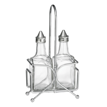 6oz Oil & Vinegar Set with Chrome Platted Rack