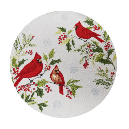 Cardinal & Holly Braided Round Placemat