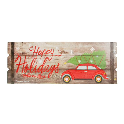 Happy Holidays W/ Car & Tree Sign