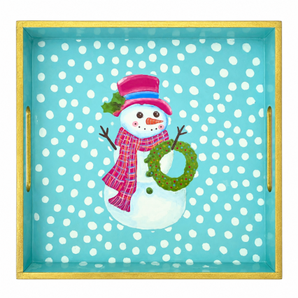 10" Hand Embellished Snowman Tray