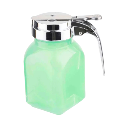 Jadite Glass Syrup Dispenser w/ Metal Lid