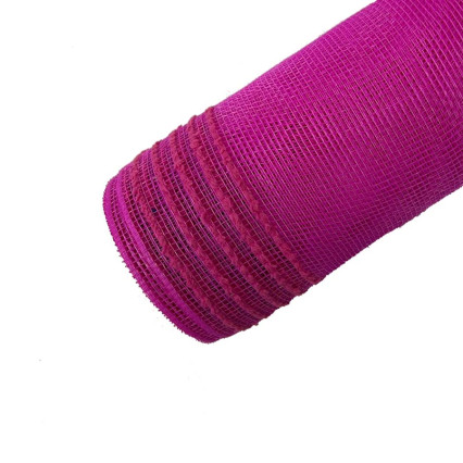 10.5"x10yd Drift Border Stripe Deco Mesh - Hot Pink