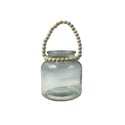 Decorative Jar with Beads 6.25"H
