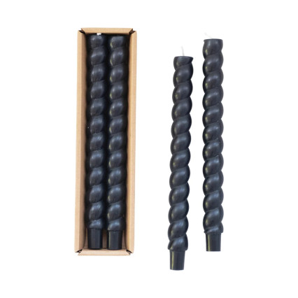 Twisted Taper Candle 2 pack- Black