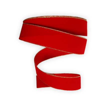 1.5" x 50yd Red Velvet w/ Gold Wired Edge Ribbon