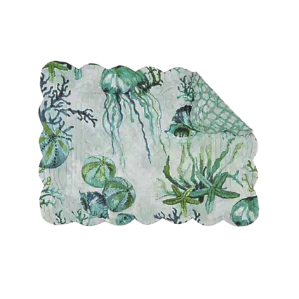 Jellyfish, Coral & Starfish Aqua Shore Crest Placemat