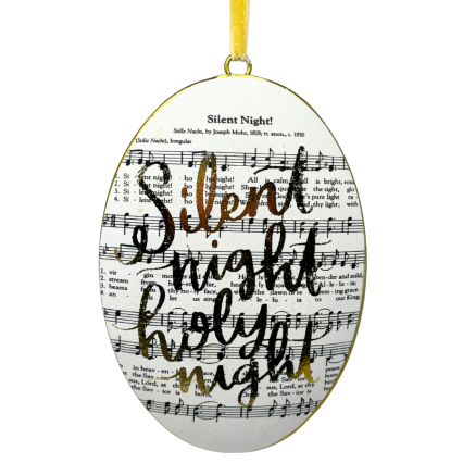 9" Silent Night Music Ornament w/ Gold Accents