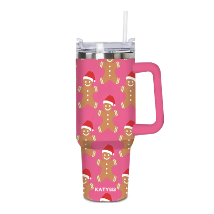 40 oz Gingerbread Men with Santa Hats Tumbler