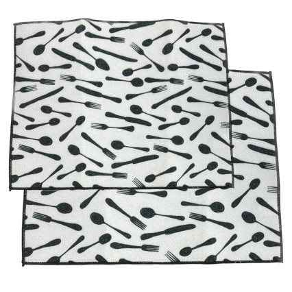 2 Piece Dish Drying Mat - B&W Kitchen Utensils