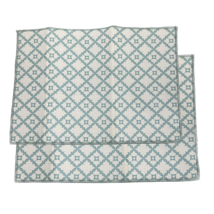 2 Piece Dish Drying Mat - Blue Quatrefoil