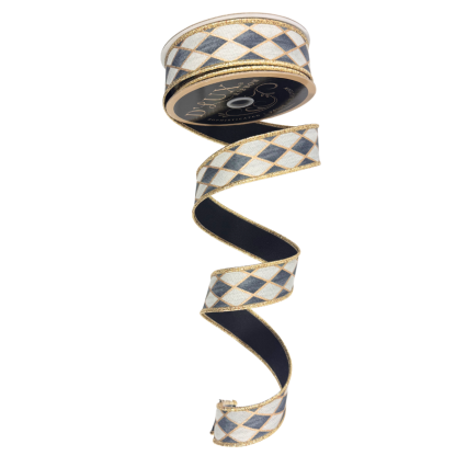 1.5" x 10yd Blue & Gold Diamond D'Lux Ribbon
