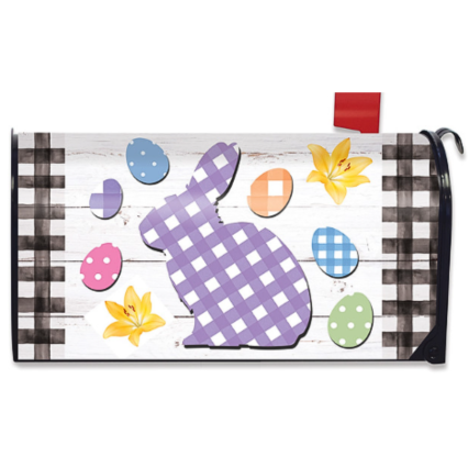 Checkered Spring Bunny Mailbox Cover