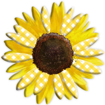 Metal Embossed Sunflower - Yellow Plaid