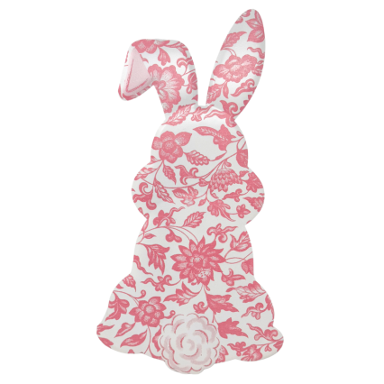14" Pink Floral Rabbit Hanging Sign