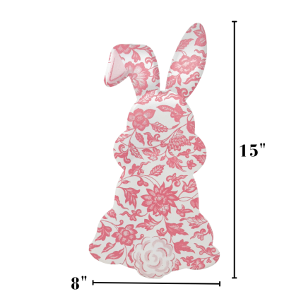 15" Pink Floral Rabbit Hanging Sign