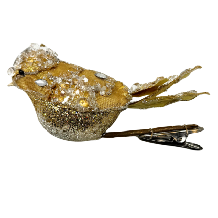 Small Gold Bird on Clip w/ Gems