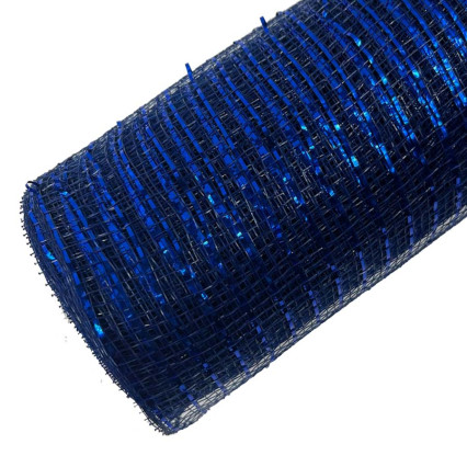 21"x10yd Metallic Deco Mesh - Navy/Black