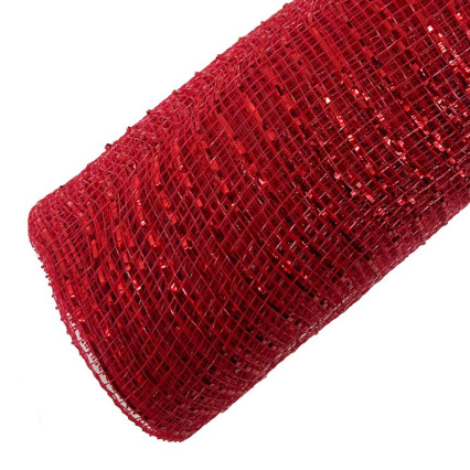 10"x10yd Metallic Deco Mesh - Red