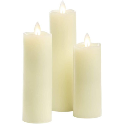 3pc Mirage LED Wax Candle Set-Cream