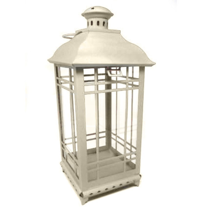 20" Metal Lantern- Cream
