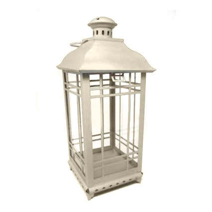 16" Metal Lantern- Cream