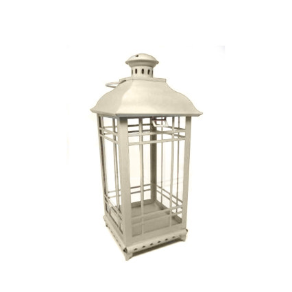 14" Metal Lantern- Cream