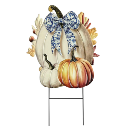 Blue and White Pumpkins Metal Art