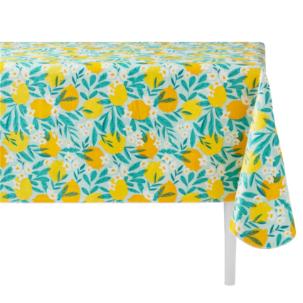 60" x 102" Lemon PEVE Tablecloth