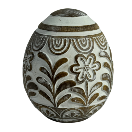 4" Resin Atelier 'Carved' Egg- Floral Design