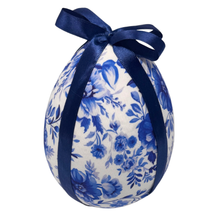 7" Blue & White Fabric Easter Egg