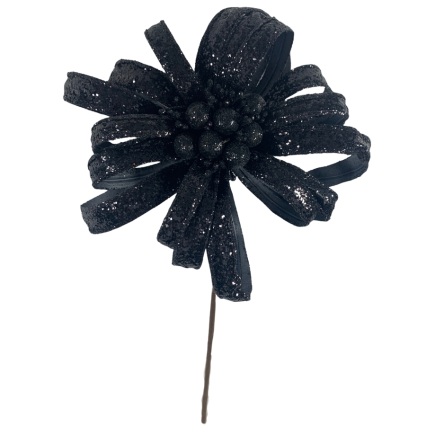 18" Glitter Spooky Blossom Spray