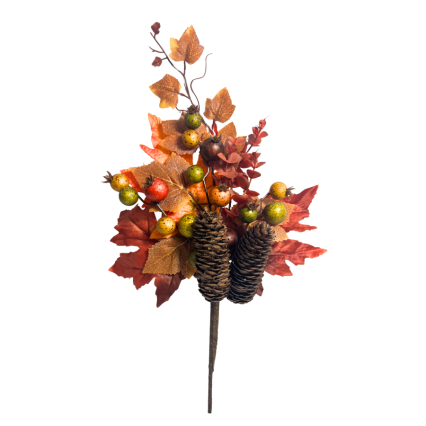 16" Maple Leaf Pinecone Spray