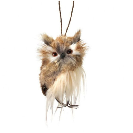 5.5" Brown Furred Hoot Owl Ornament