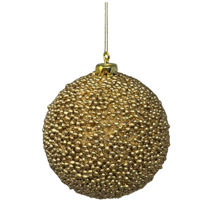 4" Metallic Gold Beaded Ball Ornament