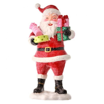 12.5" Resin Glittered Santa w/Packages