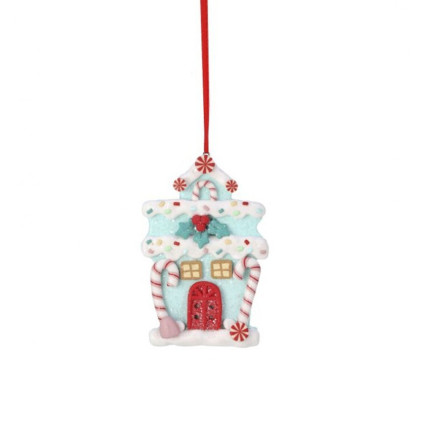5" Clay Holiday Sweet House Ornament - Blue House