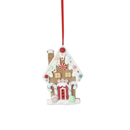 5" Clay Holiday Sweets House Ornament - Brown House