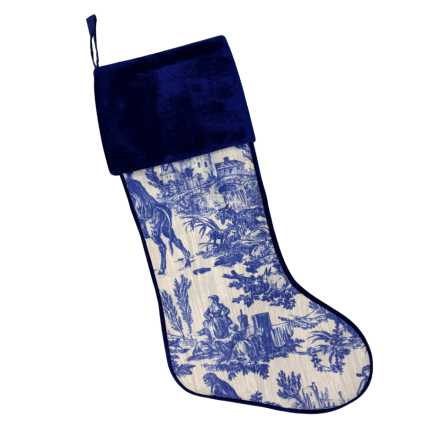 25" Blue Christmas Stocking w/ Velvet Cuff