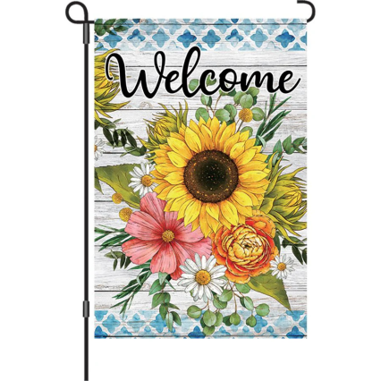 Welcome Flowers Garden Flag
