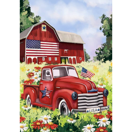Patriotic Barn Garden Flag