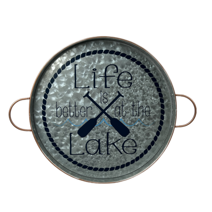 Galvanized Serving Tray - Round - Life at the Lake