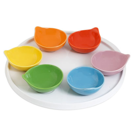 12" Ceramic Condiment Set-7pc Multicolored Bowls