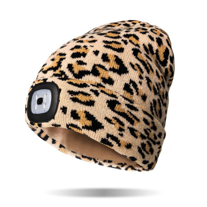 Night Scope Explorers Collection Rechargeable LED Knitted Beanie - Cheetah