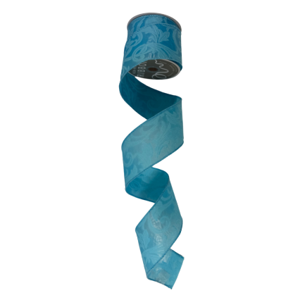 2.5" x 10yd Leaf Filagree Ribbon-Light Blue
