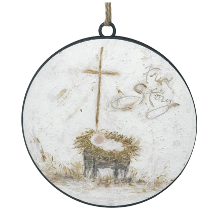 6" Round True Story Metal Ornament