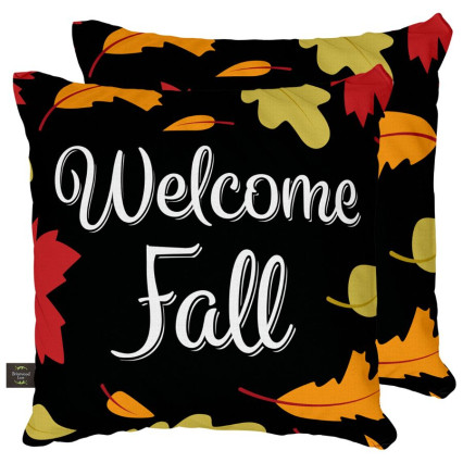 18" Square Outdoor Pillow-Welcome Fall Leaves