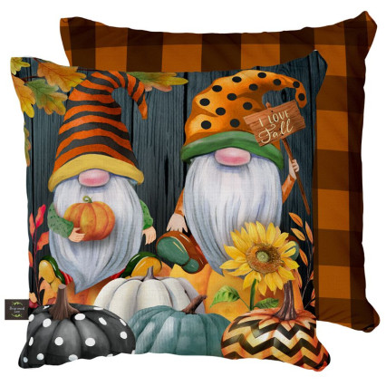 18" Square Outdoor Pillow-Fall Gnomes
