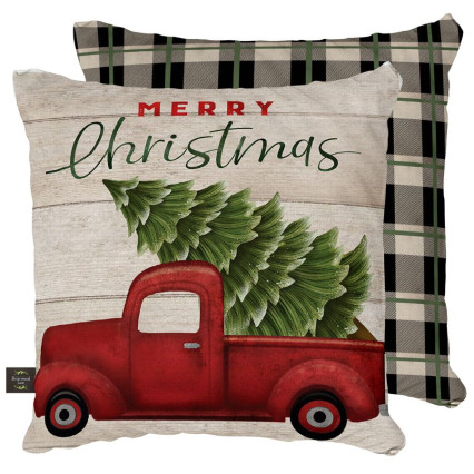 18" Merry Christmas Pickup Outdoor/Indoor Pillow